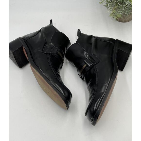 Rider Burns Vintage Black Patent Leather Stacked Heel Ankle Boots Sz 38.5/US 8 - Picture 11 of 16